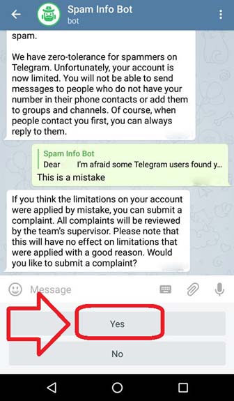 مشکل پیام تلگرام، حل مشکل ریپورت اسپم